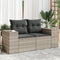 vidaXL - Tuinbank - 2-zits - met - kussens - poly - rattan - lichtgrijs