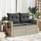 vidaXL - Tuinbank - 2-zits - met - kussens - poly - rattan - lichtgrijs