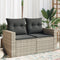 vidaXL - Tuinbank - 2-zits - met - kussens - poly - rattan - lichtgrijs