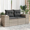 vidaXL - Tuinbank - 2-zits - met - kussens - poly - rattan - lichtgrijs