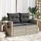 vidaXL - Tuinbank - 2-zits - met - kussens - poly - rattan - lichtgrijs