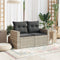 vidaXL - Tuinbank - 2-zits - met - kussens - poly - rattan - lichtgrijs