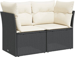 vidaXL - Tuinbank - 2-zits - met - kussens - poly - rattan - zwart