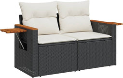 vidaXL - Tuinbank - 2-zits - met - kussens - poly - rattan - zwart