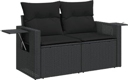 vidaXL - Tuinbank - 2-zits - met - kussens - poly - rattan - zwart