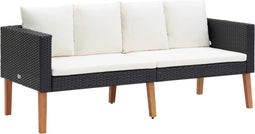 vidaXL - Tuinbank - 2-zits - met - kussens - poly - rattan - zwart