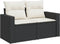 vidaXL - Tuinbank - 2-zits - met - kussens - poly - rattan - zwart