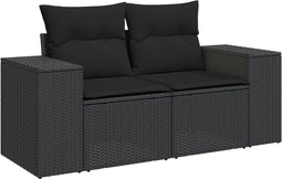 vidaXL - Tuinbank - 2-zits - met - kussens - poly - rattan - zwart