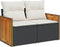 vidaXL - Tuinbank - 2-zits - met - kussens - poly - rattan - zwart