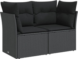 vidaXL - Tuinbank - 2-zits - met - kussens - poly - rattan - zwart