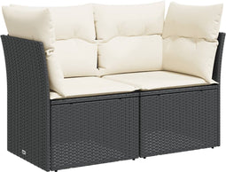 vidaXL - Tuinbank - 2-zits - met - kussens - poly - rattan - zwart