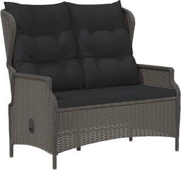 vidaXL - Tuinbank - 2-zits - met - kussens - poly - rattan - zwart