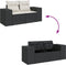 vidaXL - Tuinbank - 2-zits - met - kussens - poly - rattan - zwart