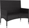 vidaXL - Tuinbank - 2-zits - met - kussens - poly - rattan - zwart