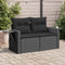 vidaXL - Tuinbank - 2-zits - met - kussens - poly - rattan - zwart