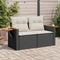vidaXL - Tuinbank - 2-zits - met - kussens - poly - rattan - zwart