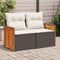 vidaXL - Tuinbank - 2-zits - met - kussens - poly - rattan - zwart