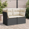 vidaXL - Tuinbank - 2-zits - met - kussens - poly - rattan - zwart