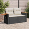 vidaXL - Tuinbank - 2-zits - met - kussens - poly - rattan - zwart