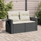 vidaXL - Tuinbank - 2-zits - met - kussens - poly - rattan - zwart