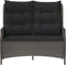 vidaXL - Tuinbank - 2-zits - met - kussens - poly - rattan - zwart