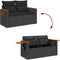 vidaXL - Tuinbank - 2-zits - met - kussens - poly - rattan - zwart