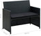 vidaXL - Tuinbank - 2-zits - met - kussens - poly - rattan - zwart