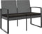 vidaXL - Tuinbank - 2-zits - met - kussens - polypropeen - rattan - donkergrijs