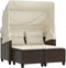 vidaXL - Tuinbank - 2-zits - met - luifel - en - voetenbanken - poly - rattan - bruin