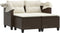 vidaXL - Tuinbank - 2-zits - met - luifel - en - voetenbanken - poly - rattan - bruin