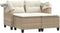 vidaXL - Tuinbank - 2-zits - met - luifel - en - voetenbanken - poly - rattan - beige