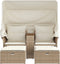 vidaXL - Tuinbank - 2-zits - met - luifel - en - voetenbanken - poly - rattan - beige
