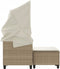 vidaXL - Tuinbank - 2-zits - met - luifel - en - voetenbanken - poly - rattan - beige