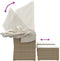 vidaXL - Tuinbank - 2-zits - met - luifel - en - voetenbanken - poly - rattan - beige