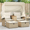 vidaXL - Tuinbank - 2-zits - met - luifel - en - voetenbanken - poly - rattan - beige