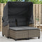 vidaXL - Tuinbank - 2-zits - met - luifel - en - voetenbanken - poly - rattan - grijs