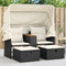 vidaXL - Tuinbank - 2-zits - met - luifel - en - voetenbanken - poly - rattan - zwart