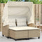 vidaXL - Tuinbank - 2-zits - met - luifel - en - voetenbanken - poly - rattan - beige