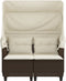 vidaXL - Tuinbank - 2-zits - met - luifel - en - voetenbanken - poly - rattan - bruin