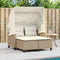 vidaXL - Tuinbank - 2-zits - met - luifel - en - voetenbanken - poly - rattan - beige