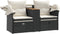 vidaXL - Tuinbank - 2-zits - met - luifel - en - voetenbanken - poly - rattan - zwart