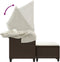 vidaXL - Tuinbank - 2-zits - met - luifel - en - voetenbanken - poly - rattan - bruin
