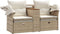 vidaXL - Tuinbank - 2-zits - met - luifel - en - voetenbanken - poly - rattan - beige