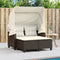 vidaXL - Tuinbank - 2-zits - met - luifel - en - voetenbanken - poly - rattan - bruin