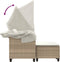 vidaXL - Tuinbank - 2-zits - met - luifel - en - voetenbanken - poly - rattan - beige