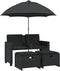 vidaXL - Tuinbank - 2-zits - met - parasol - en - voetenbanken - poly - rattan - zwart