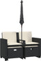 vidaXL - Tuinbank - 2-zits - met - parasol - en - voetenbanken - poly - rattan - zwart