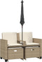 vidaXL - Tuinbank - 2-zits - met - parasol - en - voetenbanken - poly - rattan - beige