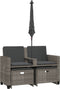 vidaXL - Tuinbank - 2-zits - met - parasol - en - voetenbanken - poly - rattan - grijs