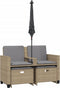 vidaXL - Tuinbank - 2-zits - met - parasol - en - voetenbanken - poly - rattan - beige